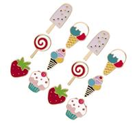 KOMBIUDA 12 Pezzi 12 Spille a Tema Estivo a Forma di Fragola e Gelato, Spilla per Cibo e Decorazioni Kawaii per Zaini, Borse e Abbigliamento, Accessori Festa Compleanno per Ragazze, Set
