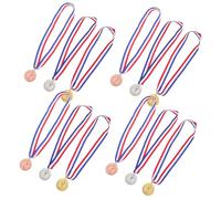 KOMBIUDA 12 Pezzi Medaglie Metallo Oro Argento Bronzo con Nastro da Collo per Adulti Premi per Gare Sportive Eventi Scolastici e attività Asilo Leggere e Resistenti