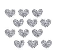 KOMBIUDA 12 Pezzi Toppa Cuore Pietre Termoadesiva Argento | Resina Decorativa, Decorazione Raffinata, Progetto Creativo, per Riparare e Coprire Punti Rovinati