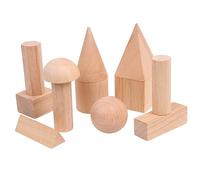 KOMBIUDA 12pezzi Blocchi Geometrici Legno Cubo Cilindro Cono Circolare e Parallelepipedo Giocattolo Educativo Per Introduzione Alla Geometria e Sviluppo Coordinazione Mano-occhio