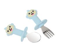 KOMBIUDA 1set Posatper Ragazzo Ragazza e Inossidabile Cucchiaio e Forchetta Per Svezzamento Con Design Carino Di Scimmietta Manico Antiscivolo Per Apprendimento Indipendente