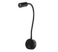 KOMBIUDA 2 pezzi Applique LED da Parete Nero Flessibile Collo Lampada da Vintage in Alluminio Pz Senza Cavo per Camera e Soggiorno Design Industriale con Protezione Tubolare