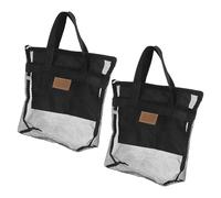 KOMBIUDA 2 Pezzi Borsa da Spiaggia e Palestra in Poliestere Nero con Rete Resistente, Leggera e Portatile, Organizer da Viaggio a Doppia Tasca, Asciugatura Rapida per Uscite al Mare
