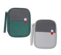 KOMBIUDA 2 pezzi Borsa Porta Medicine da Viaggio Mini Sacchetti Medicinali Compatti con Chiusura Zip Organizer Portatile per Uso Domestico e Outdoor Resistente e Leggera Colori Verde e