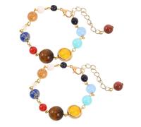 KOMBIUDA 2 pezzi Bracciale Regolabile con Pietre Naturali con Pianeti Colorati Braccialetto con Corpi Celesti Unisex Idea Regalo Elegante