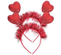 KOMBIUDA 2 Pezzi Fasce Capelli Cuore Rosse Leggere Accessori Romantici per Matrimonio Festa Carnevale Cosplay