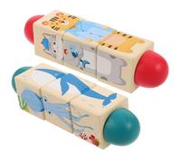 KOMBIUDA 2 Puzzle Rotante in Legno per Educativo Montessori con Animali Cartone Animato Puzzle Rotativo per Sviluppo Motricità e Coordinazione Oculo-Manuale Giocattolo Sicuro per