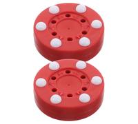 KOMBIUDA 2 Street Hockey Puck Weatherproof Inline Roller Pucks for Outdoor Training Driveways Sidewalks Gyms Small Portable Soft Balls for Floor Knee Hockey Practice