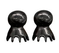 KOMBIUDA 2pezzi Pettine Massaggiante Corno Di Yak Antistatico e Naturale Per Massaggio Del Capelluto e Lavaggio Dei Design Elegante e Portatile Nero