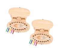 KOMBIUDA 2set Scatolina dei Dentini in Legno per Denti da Latte Bambina Scatola Dentini da Latte Ragazza con Coperchio Affidabile Porta Denti da Ragazza per Conservare Ricordi Preziosi