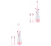 KOMBIUDA 2sets Spazzolini Elettrici Per Ragazzo Ragazza Spazzolino Elettrico Rosa Con Testine Sostituibili Testine Extra Bristles Morbidi Per Denti Sensibili Facile Da Usare Per Viaggi