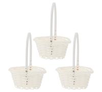KOMBIUDA 3 Pezzi Cestino Piccolo Vimini Cesto Bianco Piccolo Cesto Di Fiori Decorativi Cestini In Vimini Con Manico Per Matrimoni O Come Decorazione
