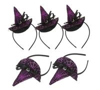KOMBIUDA 5 Pezzi cappello da mago di Halloween Accessori per capelli con Accessori per capelli di Halloween con cappello da strega Witch Hairband Purple