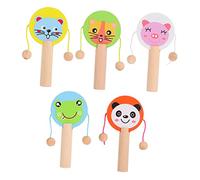 KOMBIUDA 5 Tamburi in Legno A Forma Di Animale Per Ragazzo Ragazza Piccoli Giocattoli Sonagli Prima Infanzia