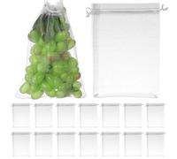 KOMBIUDA 50 Pezzi Sacchetto Rete Protettivo per Frutta 15x20 CM | Riutilizzabile Coulisse, Facile da Installare e Rimuovere, per Arance e Uva negli Frutteti