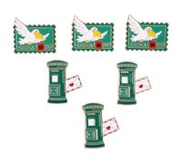KOMBIUDA 6 Pezzi Spilla Vintage a Tema Postale Bacheca e Piccione Viaggiatore Verde in Metallo, Dettagli Raffinati e Facile da Appuntare per Uso Quotidiano e Raduni a Tema