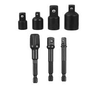 KOMBIUDA 7 pezzi Adattatori Bussola in Acciaio Resistenti alla Corrosione per Avvitatore e Chiavi Cricchetto Include Adattatori e Bussole per Conversione Molla Sfera di Sicurezza per