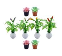 KOMBIUDA 8 pezzi Mini Piante Artificiali in Vaso Mini Bonsai Decorativi per Casa delle Bambole Piccole Piante Finte Resistenti per Interni ed Esterni Ornamenti di Succulente Realistiche e