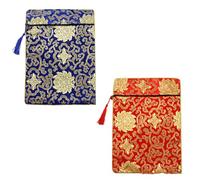 KOMBIUDA Borsa in Broccato Ricamata in Stile Cinese per Libri Buddisti, Resistente alle Macchie, Set da 2 Pezzi per Viaggi e Uso Esterno