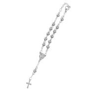 KOMBIUDA Bracciale da Polso Rosario Croce in Acciaio Inossidabile, Artigianato Raffinato e Facile da Indossare, Stile Elegante per Feste e Compleanni