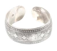 KOMBIUDA Bracciale Donna Argento Regolabile Stile Retrò Incisioni, Braccialetto Grosso Chic in Lega per Uscite Quotidiane e Abbigliamento da Lavoro