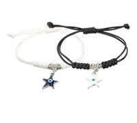 KOMBIUDA Braccialetti Intrecciati Anti-Malocchio a Forma di Stella per Coppia Regolabili in Corda Resistente e Delicata sulla Pelle Accessori Moda per Donne Adolescenti e Uso Quotidiano