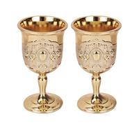 KOMBIUDA Calice da Vino Rosso Elegante in Metallo 2 Pezzi Oro