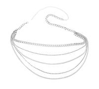 KOMBIUDA Catena di vita multistrato alla moda catene del ventre in vita gioielli per il corpo gioielli in vita cintura catena in vita della gonna catena pettorale strass bianca