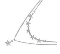 KOMBIUDA Collana da Donna Ciondolo a Doppio Strato in Catena per Clavicola Elegante e Resistente Gioielli per Uso Quotidiano e Regalo Speciale