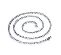KOMBIUDA Collana da Uomo in Titanio 3 Mm 45 Cm, Catena di Metallo Leggera e Resistente, Collana D'argento Larga per Uso Quotidiano e Accessori Moda