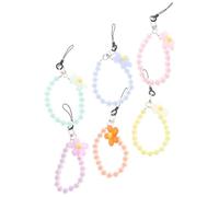 KOMBIUDA Cordino per Cellulare Perline Colorate Set da 6 Pezzi Ciondoli a Fiore Cinturino da Polso Elegante Anti-Smarrimento Adatto per Telefono Portachiavi e Fotocamera per Uso