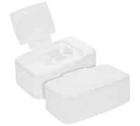 KOMBIUDA Dispenser Portatile per Salviette Umide Coperchio, Contenitore Ricaricabile in Plastica Bianca, Set 2 Pezzi per Bagno, Soggiorno e Viaggi, Organizer Compatto per Salviette