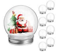 KOMBIUDA Kit 9 Pezzi Globo di Neve Trasparente Fai da Te 270 Ml in Plastica Resistente Tappo a Vite, Set Creativo per Decorazioni Natalizie e Artigianato