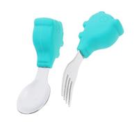 KOMBIUDA Kit Cucchiai E Forchette in Acciaio Inossidabile Silicone Per Bambini Ergonomiche E Facili Da Pulire Per L'educazione Alimentare