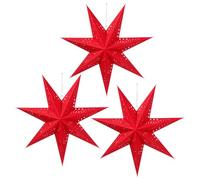 KOMBIUDA Paralume per Lanterna a Forma di Stella di Carta 3D Rosso 50 CM Set da 3 Pezzi Decorazione Natalizia Sospesa per Festa e Casa