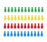 KOMBIUDA Pezzi degli Scacchi in Legno a Forma Umana 48 Pezzi, Pedoni Colorati Rosso Giallo Blu Verde, Accessori per Gioco da Tavolo Educativo e Adulti, Portatili per Casa, Scuola