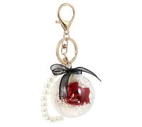 KOMBIUDA Portachiavi Rosa Stabilizzata con Filo di Perle Ciondolo Decorativo per Zaino e Borsa Accessorio Leggero e Romantico per Matrimonio e Festa d'Amore