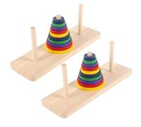 KOMBIUDA Puzzle Torre di Hanoi in Legno 2 Pezzi Gioco di Logica e Rompicapo Intellettuale per Adulti e Giocattolo da Tavolo Portatile per Intrattenimento e Giochi di Festa