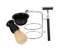 KOMBIUDA Rasatura Uomo Con Pennello Ciotola Ergonomica e Supporto Rasatura Manuale Completa Con Lame Incluse Pennello Per Barba e Rasoio Per Sensibile Kit Barbiere Quotidiano Elegante