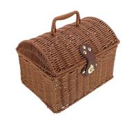 KOMBIUDA Scatola Mahjong Retrò Piccola Valigia In Vimini Cestino Con In Rattan Piccola Borsa In Rattan Custodia Decorativa In Vimini Piccolo Cestino Decorativo Cestino In