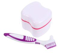 KOMBIUDA Scatola Porta Protesi Sigillata in Plastica Resistente con Spazzola per Pulizia, Contenitore Compatto da Viaggio per Conservazione Igienica e Custodia Multifunzione per Dentiere