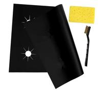 KOMBIUDA Set 3 Coperture Protettive per Fornelli a Gas Riutilizzabili, Tappetini Anti Sporco per Piano Cottura con Spazzola in Acciaio e Spazzola Lavapiatti, Protezione Colore Casuale