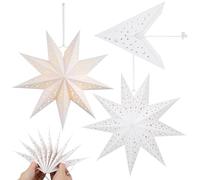 KOMBIUDA Set 3 Paralumi di Carta Natalizi a Stella a Nove Punte 35Cm Copri-Lanterna Decorativo 3D per Decorazioni Festive e Atmosfera Calda e Romantica