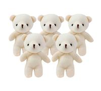 KOMBIUDA Set 5 Mini Orsetti Peluche in Cotone Pp, Ciondoli Portachiavi Decorativi Fai da Te, Bambole Orsetto Morbide per Regalo Compleanno e Bomboniere