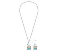 KOMBIUDA Set Collana e Orecchini Bottiglia dei Desideri che Si Illumina al Buio Piccolo Ciondolo Decorativo da Donna in Resina Leggera Gioielli Vintage per Matrimoni e Feste