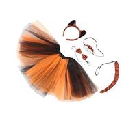 KOMBIUDA Set Completo Costume Da Tigre Per Bambina Accessori Inclusi Fascia Naso Coda Gonna Tutu Halloween Gioco Di Ruolo Cosplay