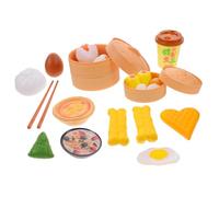 KOMBIUDA Set Di 58 Pezzi Cibo in Plastica Per Colazione Cinese Giocattoli Cucinare Finta Ruolo Ragazzo Ragazza Latte Soia Ravioli Shaomai Zongzi Bastoncini Fritti Uova