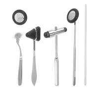 KOMBIUDA Set di Martelli Medici Multifunzionali 5 Pezzi Impugnatura Ergonomica in Metallo Nero per Esami Neurologici e Percussione, Strumento Portatile per Studenti di Medicina