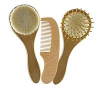 KOMBIUDA Set Pettine Spazzola Lana Legno Ragazzo Ragazza Ragazzo Ragazza Cuoio Capelluto Delicato Sottosviluppato Pulire Sporciumigliorare Circolazione Sanguigna Rilassare Sonno