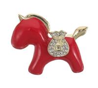 KOMBIUDA Spilla cinese a forma di cavallo: spilla da bavero con animale equestre - con strass a forma di animale dello zodiaco per donna - Gioielli portafortuna per il capodanno cinese, rosso